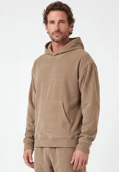 ORGANICATION ORGANICATION Cord-Hoodie aus Bio-Baumwolle, Gravel, – Produktbild 3 von 4