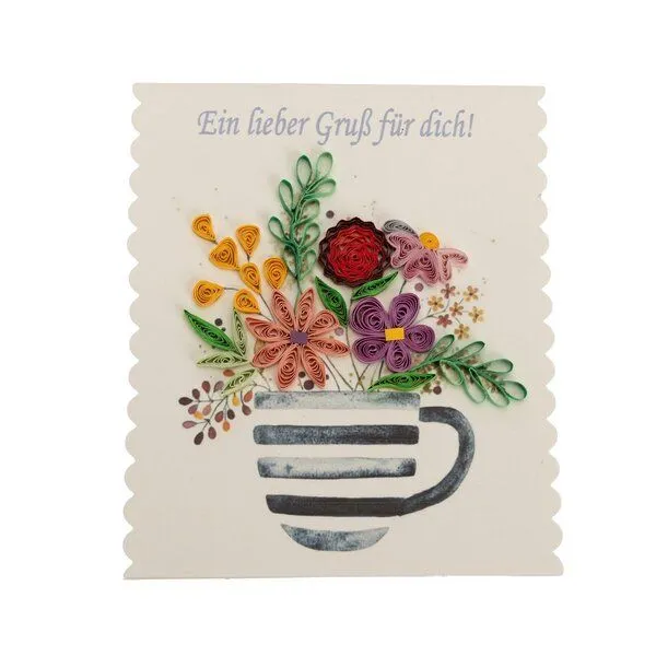 El Puente El Puente Grußkarte "Ein lieber Gruß für dich" | Fair Trade & Handmade aus Vietnam, Mehrfarbig, – Produktbild 1 von 2