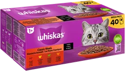Whiskas Whiskas Portionsbeutel Multipack Mega Pack 1+ Klassische Auswahl in Sauce 40 x 85g – Produktbild 1 von 1
