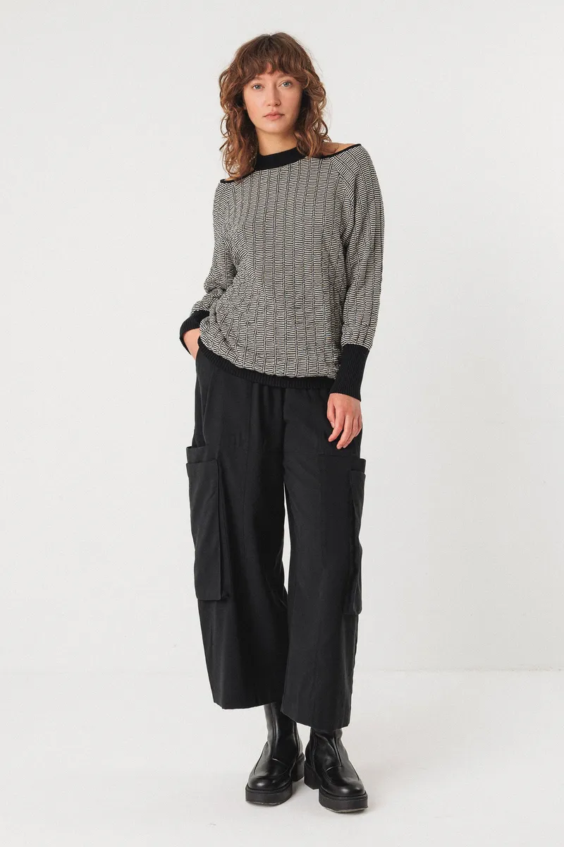 SKFK SKFK Damen vegan Strickpullover Euba Schwarz/Weiß, Schwarz, – Produktbild 2 von 2