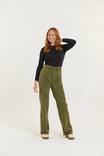 Flax and Loom Flax and Loom Tencel-Baumwoll Jeans Straight Fit Modell: Dinah, Olive (grün), – Produktbild 2 von 6