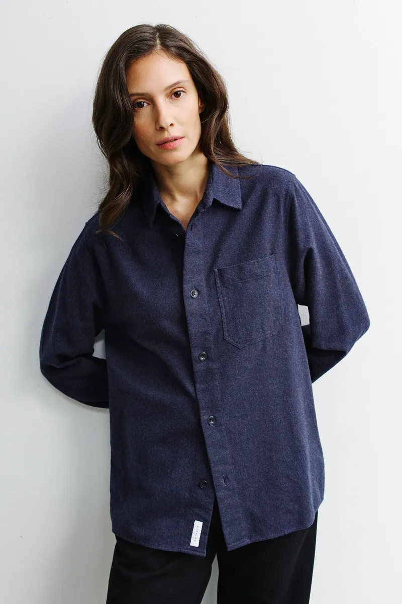 Rotholz Rotholz Damen vegan Flanellhemd Dunkelblau, Blau, – Produktbild 2 von 2