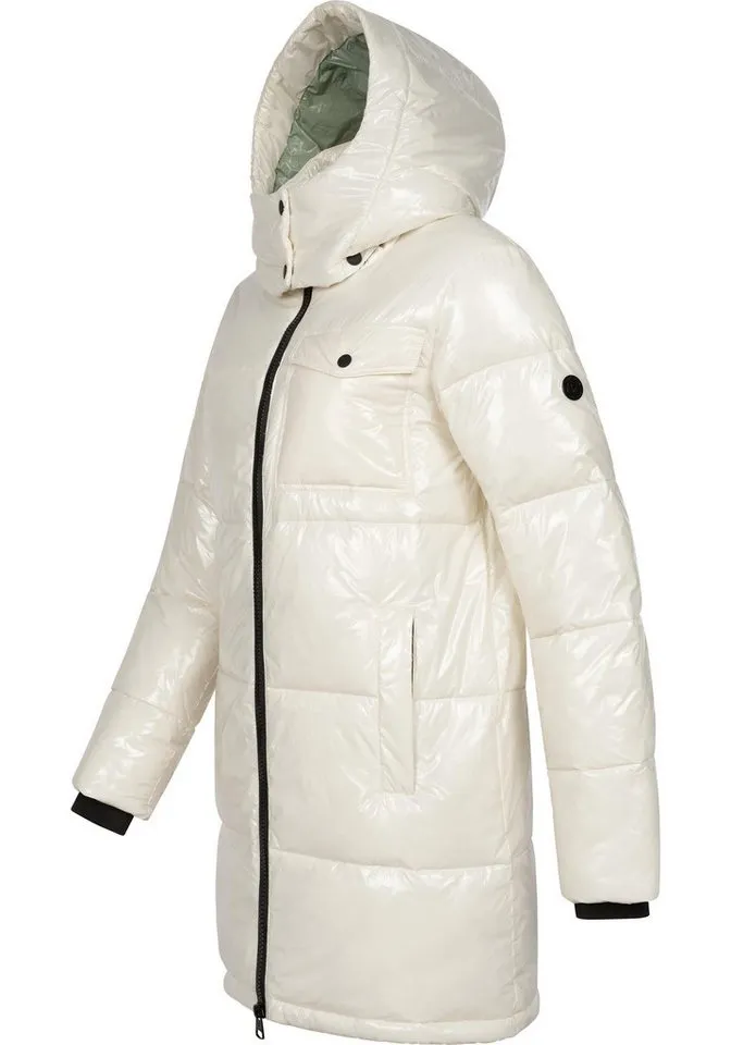ragwear ragwear Wintermantel Roobie Long super stylischer, gänzender Damen Steppmantel, Weiß, – Produktbild 2 von 4