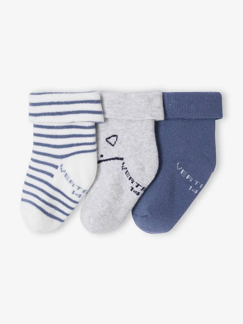 Vertbaudet 3er-Pack Baby Socken mit Fuchsmotiv für Jungen, Graublau, – Produktbild 2 von 2