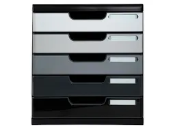 Exacompta Schubladenbox "Shades of grey", DIN A4+, 5 Schubladen geschlossen, grau – Produktbild 1 von 1