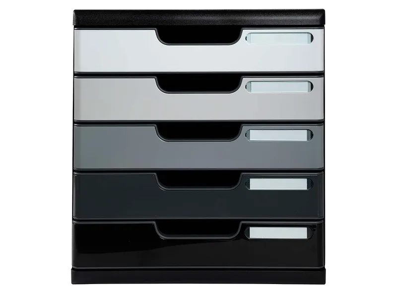 Exacompta Schubladenbox "Shades of grey", DIN A4+, 5 Schubladen geschlossen, Grau, – Produktbild 1 von 1