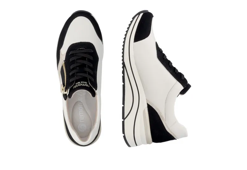 Remonte Remonte Keilsneaker, Freizeitschuh, Halbschuh, Schnürschuh, vegane Verarbeitung, Schwarz|weiß, – Produktbild 5 von 5