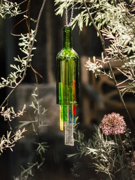 MaBe MaBe Windspiel und WINDLICHT - Nachhaltigkeit pur - wunderschön !, Dunkelgrün, – Produktbild 1 von 4