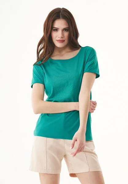 ORGANICATION ORGANICATION T-Shirt aus TENCEL Modal und Bio-Baumwolle mit Stickerei, Grün(emerald), – Produktbild 1 von 4