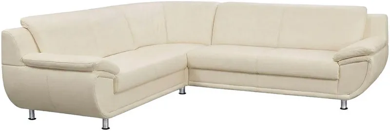 TRENDMANUFAKTUR Ecksofa Rondo 267 cm, elegant, bequem, Breite, L-Form, Chromfüße, L-Form, wahlw.mit Federkern, Füße chromfarben, Unser Dauertiefpreis, Weiß, – Produktbild 3 von 5