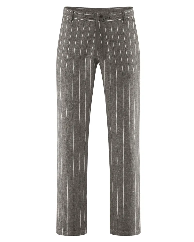 HempAge Hempage Herren vegan Hose Gestreift Asphaltgrau, Grau, – Produktbild 1 von 2