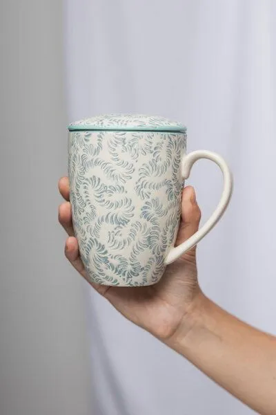 Tranquillo Tranquillo Tasse mit Teesieb RUSTIC 400 ml, Blau, – Produktbild 5 von 5