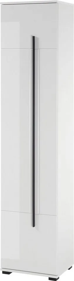 Home affaire Hochschrank Cantara, Badschrank in Hochglanz Weiß, Hochschrank im modernen Design mit schwarzen Griffen, ausreichend Stauraum, Weiß, – Produktbild 2 von 8