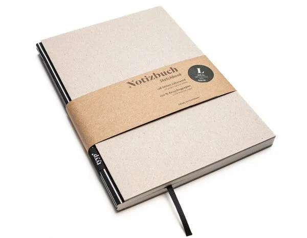 tyyp tyyp Notizbuch A5 – 100% Recyclingpapier – handmade in Germany – BerlinBook, Schwarz-streifen, – Produktbild 1 von 4