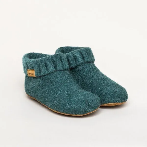 Gottstein Gottstein Hüttenschuh Knit Boot aus 100% Schurwolle - Filz-Hausschuh made in Tirol, Dunkel-grün, – Produktbild 2 von 7