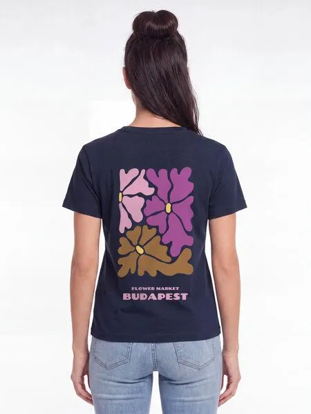 watapparel watapparel T-Shirt Frauen Budapest Flora, French navy, – Produktbild 2 von 3