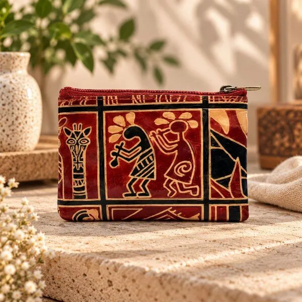 Janselo Janselo Savanna Rhythm Design Shanti-Leder-Täschchen mit Schlüsselanhänger – Produktbild 1 von 3