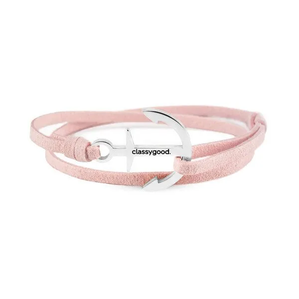 Classygood. Classygood. Anker Armband Edelstahl - Silber - Alcantara-Leder Band, Rosa, – Produktbild 1 von 4