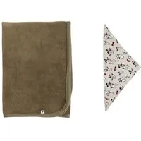 Leela Cotton Leela Cotton Nickydecke & Dreiecktücher ´Bremer´ Set, Oliv/hellgrau, – Produktbild 1 von 1
