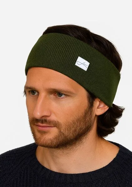 Lou-i Lou-i Stirnband aus Schurwolle Made in Germany, Olivgrün, – Produktbild 2 von 3
