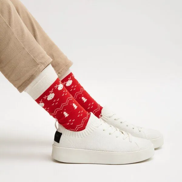 Natural Vibes Natural Vibes Cozy Xmas | Bunte Socken | Bio GOTS | Herren Damen Socken | Weihnachten, Rot, – Produktbild 3 von 3