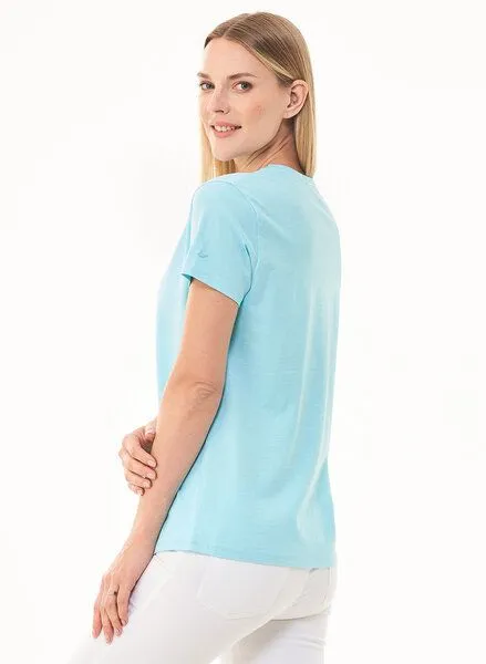 ORGANICATION ORGANICATION Damen Basic T-Shirt aus Bio-Baumwolle, Blau(mint), – Produktbild 3 von 4