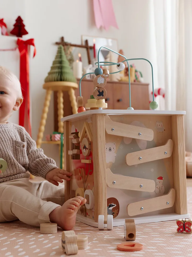 Vertbaudet Vertbaudet Baby Activity-Würfel Holz FSC®, Braun, – Produktbild 3 von 4