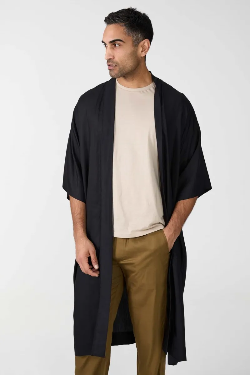 Yahmo Yahmo Herren vegan Kimono Kalle Schwarz, Schwarz, – Produktbild 2 von 2