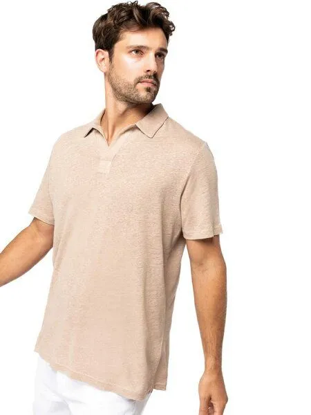 YTWOO YTWOO Herren Polohemd aus 100% Leinen, Dunkelblau, – Produktbild 2 von 3