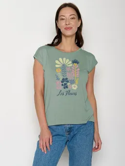 GreenBomb GREENBOMB Les Fleurs Timid - Lässiges Shirt aus LENZING TENCEL Mix / hochwertiger Print / Fair & Vegan – Produktbild 1 von 1