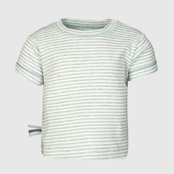 OrganicEra Baby S/S T-shirt Gestreift 'OrganicEra' aus Bio-Baumwolle, Aqua melange (grün), – Produktbild 1 von 3