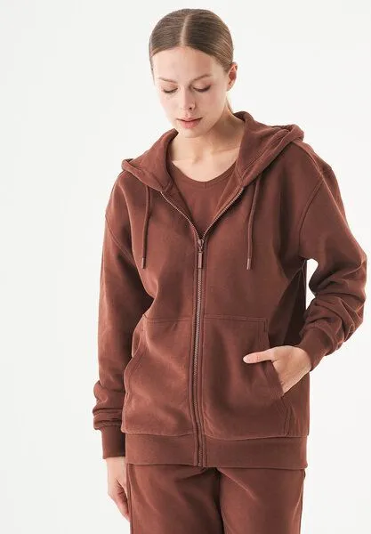ORGANICATION ORGANICATION ESSENTIALS-JUNDA-Unisex Soft Touch Sweatjacke aus Bio-Baumwolle, Coffee brown, – Produktbild 3 von 4