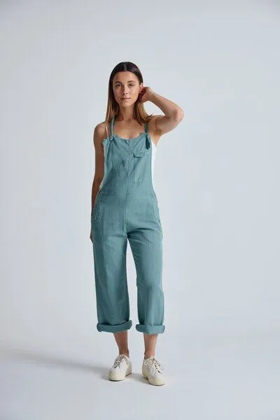 Flax and Loom Flax and Loom Leinen Latzhose Mary Lou, Retro blue (grün), – Produktbild 1 von 8