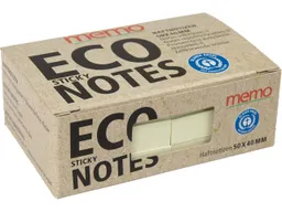 Memo 6 memo Recycling-Haftnotizen 100 Blatt 50 x 40 mm, pastellgelb im Recyclingkarton – Produktbild 1 von 1