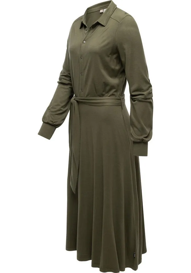 ragwear ragwear Blusenkleid Plantee Modisches Damenkleid mit Taillengürtel, Grün, – Produktbild 2 von 2