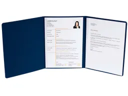 Exacompta 10 Exacompta Bewerbungsmappen in Leinenoptik, 400 g/m², DIN A4, 3-tlg. 2 Klemmsch., blau – Produktbild 1 von 1