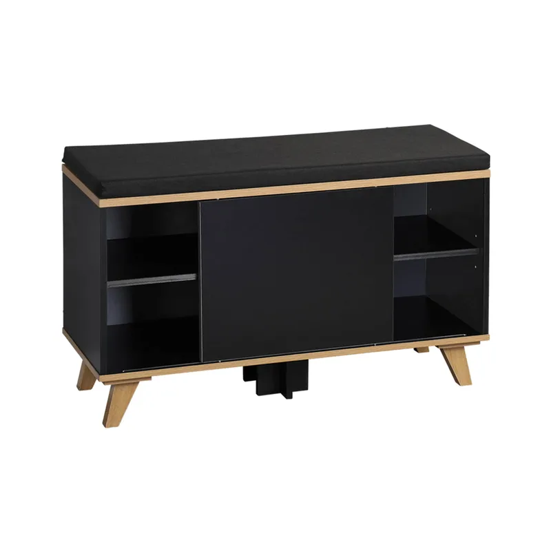 Kesper Schuhschrank mit Sitzkissen, Schwarz, – Produktbild 1 von 3