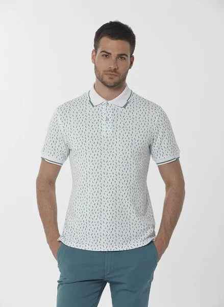 ORGANICATION ORGANICATION Poloshirt aus Bio-Baumwolle mit Allover-Print, Weiß(off white), – Produktbild 1 von 4