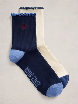 White Stuff 2er-Pack bestickte Socken - 36-38 – Produktbild 1 von 1