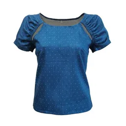 körber mode körber mode Bio Bluse blau Dots Cut Outs Kurzarm Jacquard marine – Produktbild 1 von 1