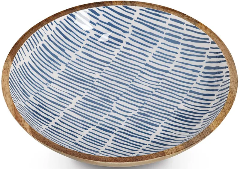 Zeller Present Schale Mangoholz, mit Streifendekor, Massivholz, hochwertiges natürliches Material, Blau, – Produktbild 5 von 7