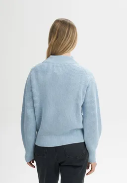 MELA MELA Damen vegan Strickpullover Mit Rippmuster Kimaya In Salty Blue Melange – Produktbild 1 von 1
