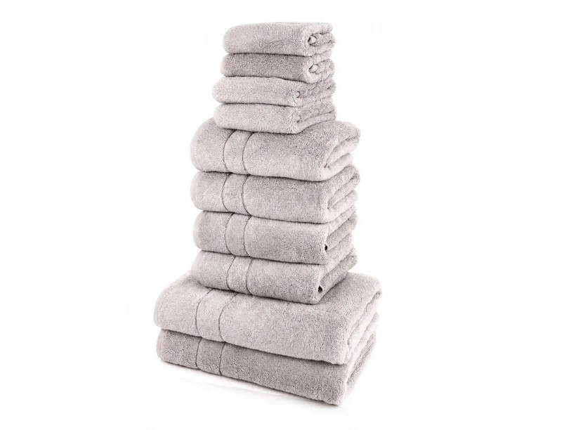 OTTO home Handtuch Set Inga, 3 Qualitäten, Duschtücher, Handtücher, Gästetücher, Seiftücher, Walkfrottier (10-St), Handtücher mit feiner Bordüre, 100% Baumwolle, Grau, – Produktbild 2 von 8