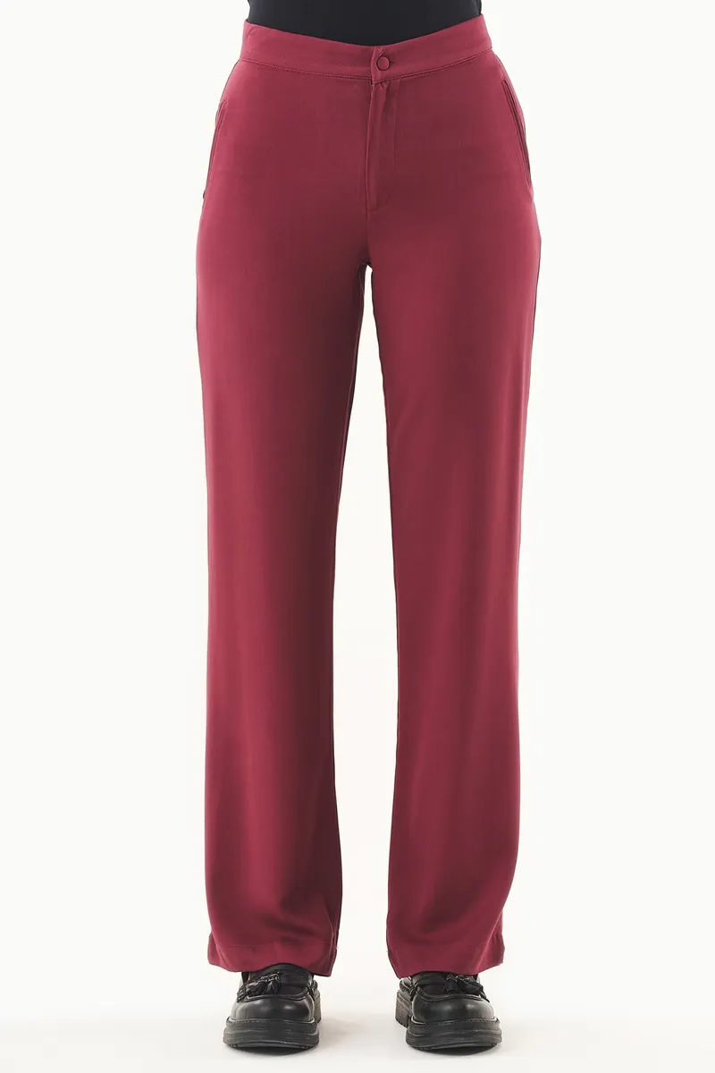 ORGANICATION ORGANICATION Damen vegan Hose Ecovero Wein, Dunkelpink, – Produktbild 2 von 2