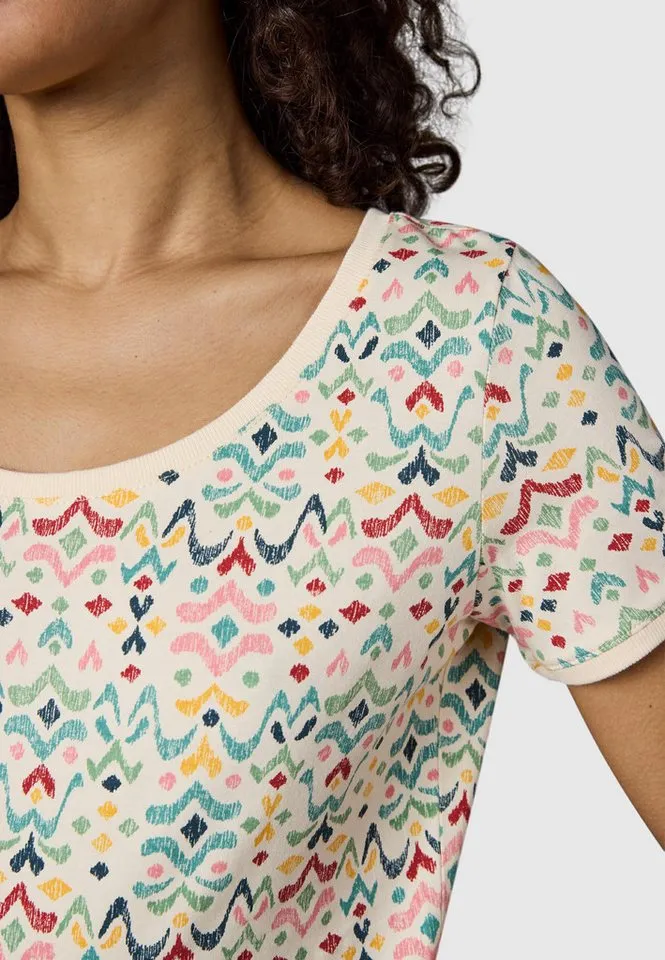 ragwear ragwear Minikleid Baomi Print YOUMODO Gemustertes kurzes Sommerkleid mit Taillenkordel, Beige|braun, – Produktbild 5 von 5