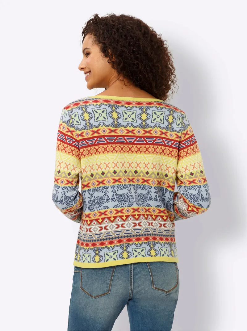 heine Jacquardstrickjacke, Limone-eisblau-gemustert, – Produktbild 2 von 2