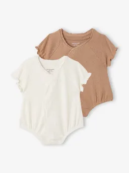 Vertbaudet 2er-Pack Baby Bodys aus Pointelle-Jersey mit Spitze – Produktbild 1 von 1