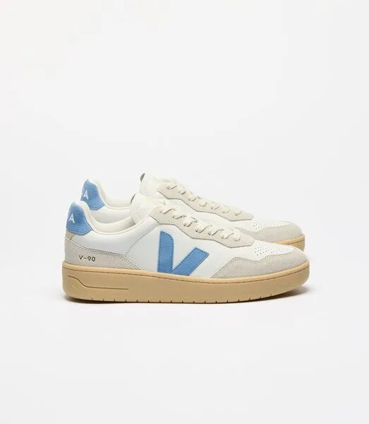 Veja Veja Damen-Sneaker V-90 OT Leather Extra White Aqua Natural – Produktbild 2 von 4