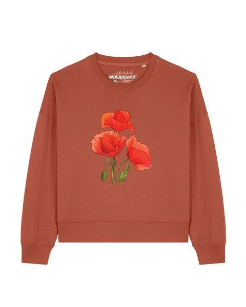 watapparel watapparel Sweatshirt Frauen Poppy Flowers, Heritage brown, – Produktbild 1 von 2