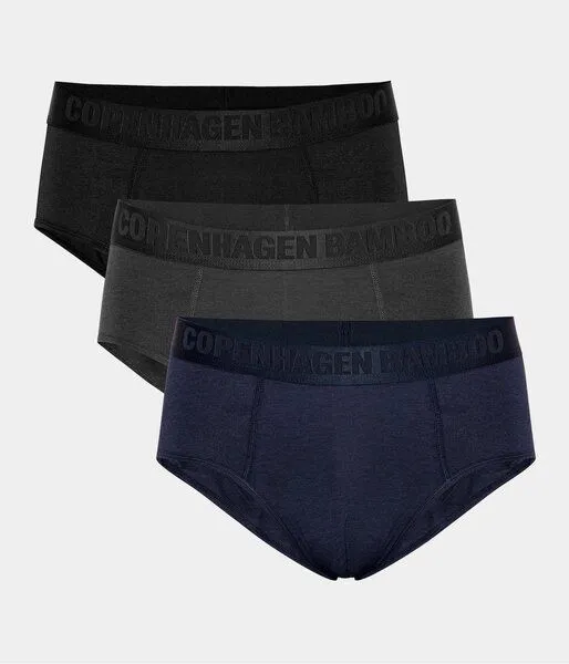Copenhagen Bamboo 3 Paar Bambus-Slips für Männer in den Farben schwarz - navy - grau – Produktbild 1 von 1